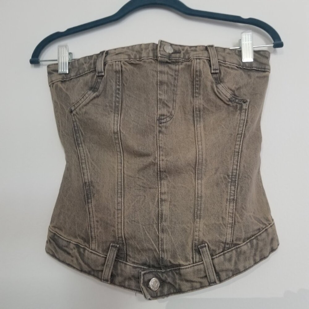 Zara Denin Zip up Tube Top XS